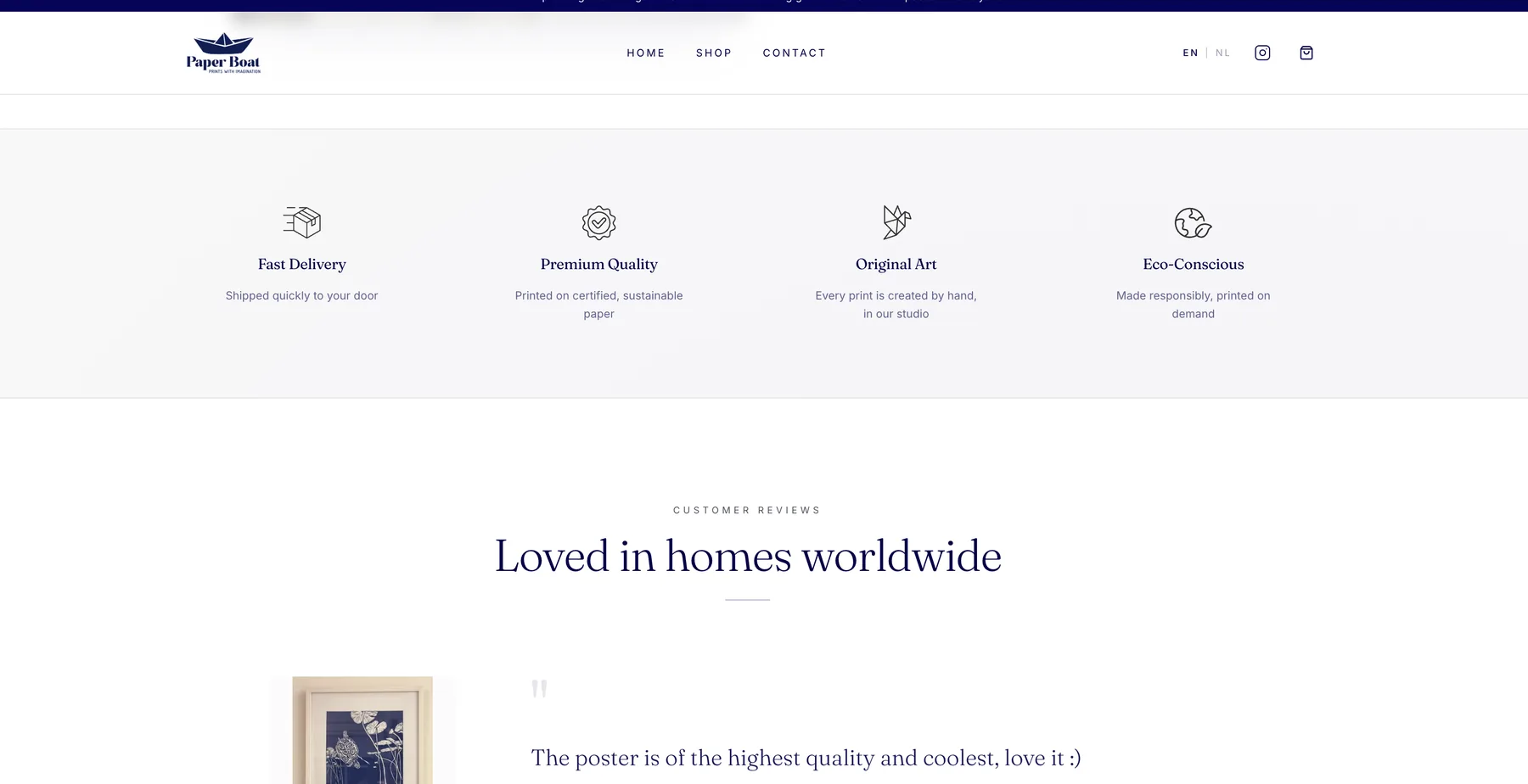 Paper Boat website — services section