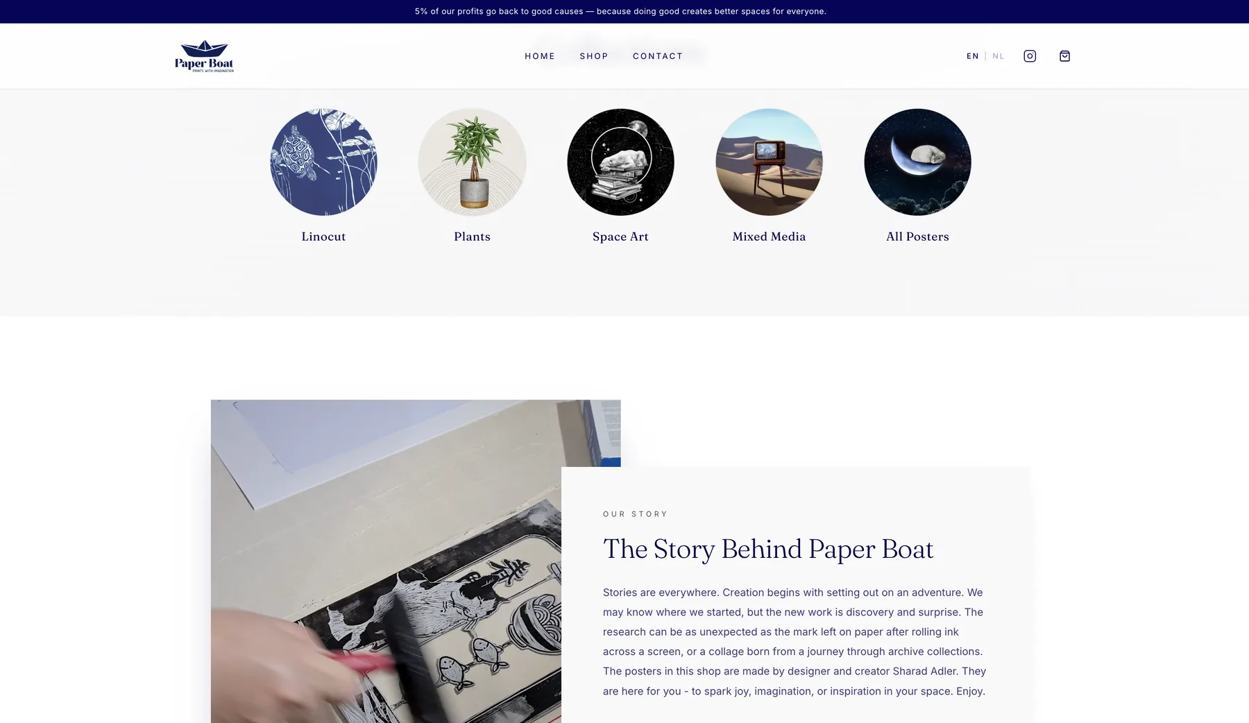Paper Boat website — selected work section